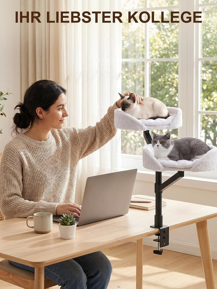 Katzenbett für den Schreibtisch, Katzenkorb, Katzen-Schreibtischbett, höhenverstellbar, 360° drehbar