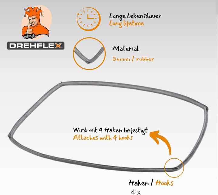 DREHFLEX Türdichtung - BOD20 - für diverse Geräte der Marken Bosch/Siemens/Neff/Constructa u.a. pass