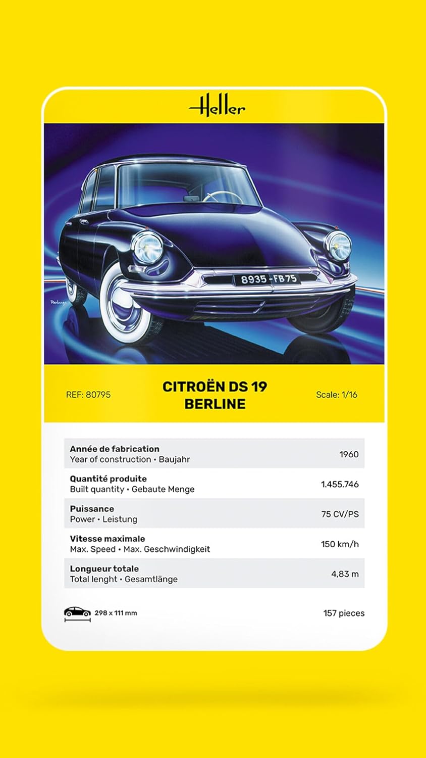 Glow2B Heller 80795 Modellbausatz Citroën DS 19, Schwarz