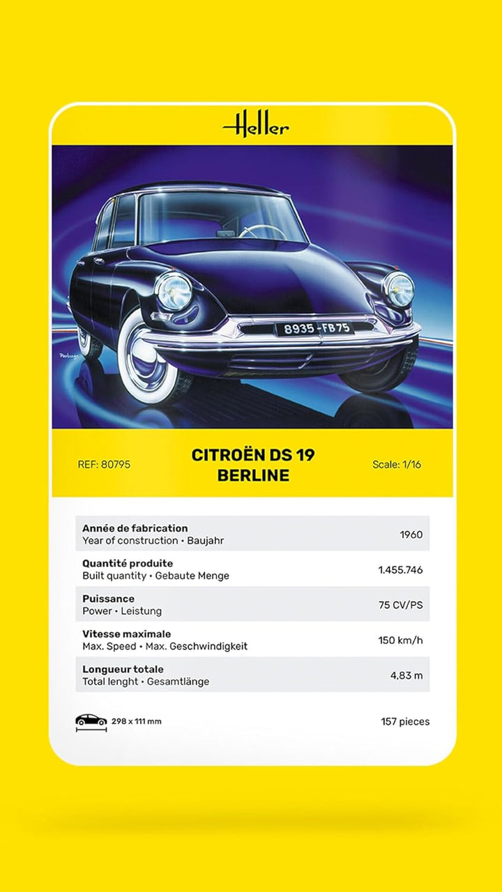 Glow2B Heller 80795 Modellbausatz Citroën DS 19, Schwarz