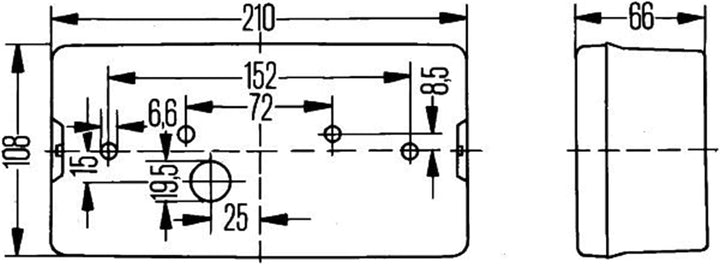 HELLA - Heckleuchte - Glühlampe - 12/24V - Anbau - Lichtscheibenfarbe: rot/gelb - Stecker: Flachstec