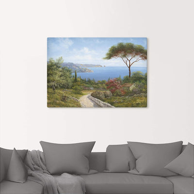 Leinwandbild Wandbild Bild auf Leinwand 70x50 cm Wanddeko Landschaft Toskana Meer Küste Natur Wald B