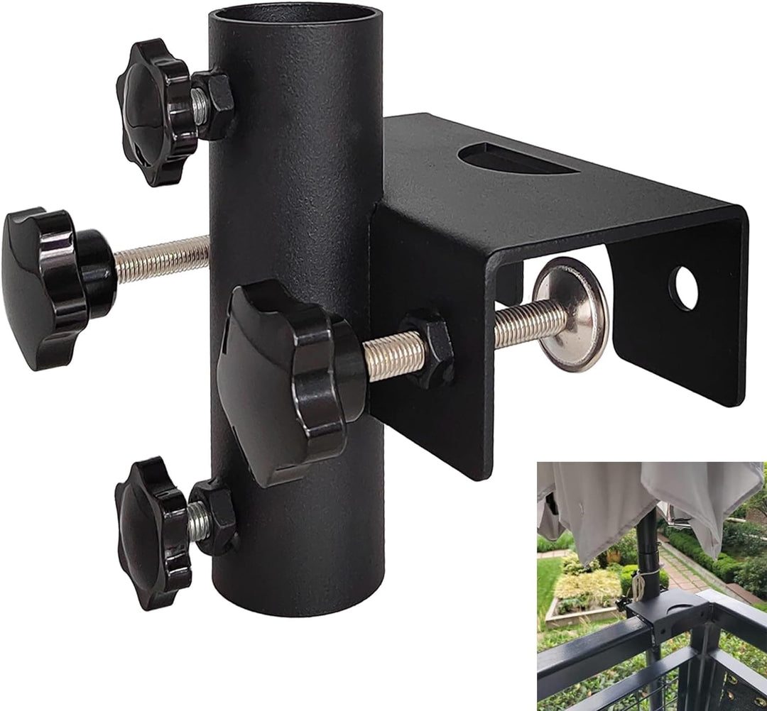 Robuster Balkonschirmhalter, Klemme, Gartenzaun, Sonnenschirm, Terrassendielen, Klemmbereich (20 mm