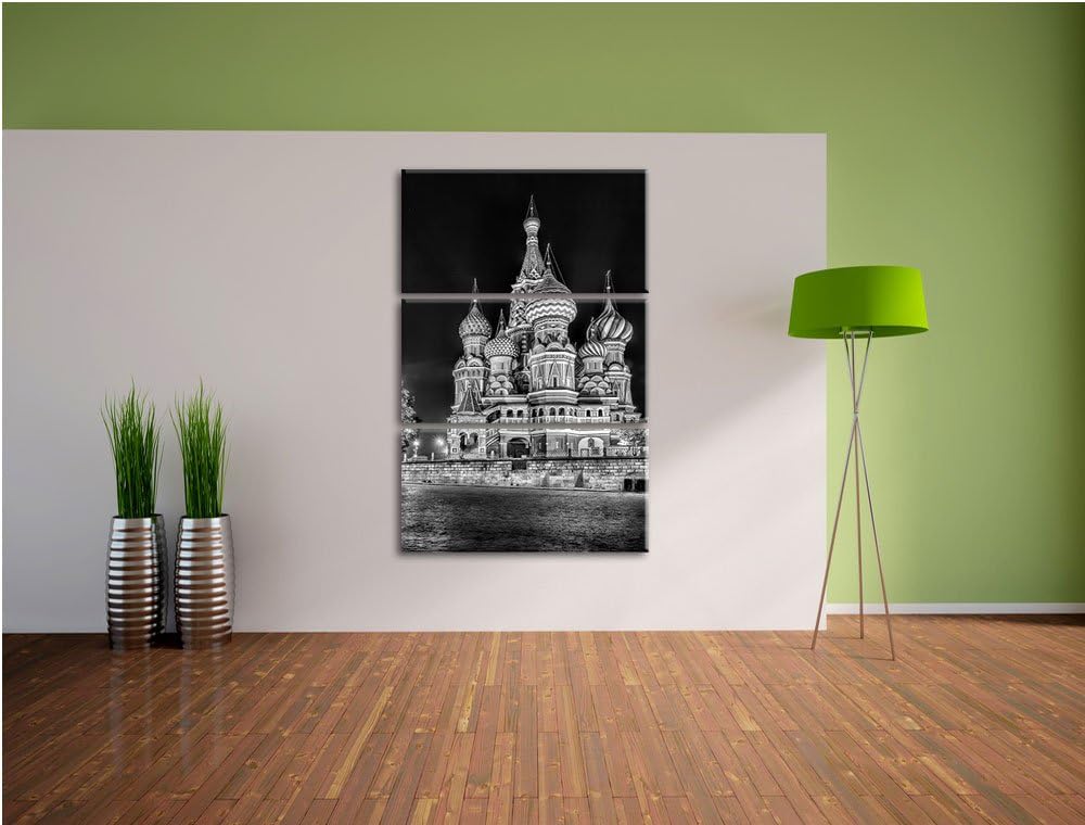 Pixxprint Basilius Kathedrale in Moskau als Leinwandbild/Grösse: 3 Teilig (120x80) cm/Wandbild/Kunst