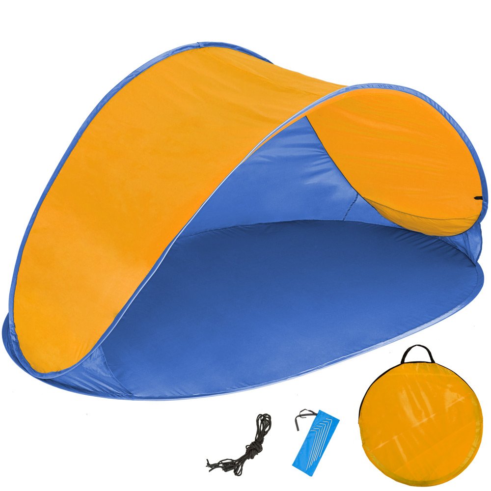tectake® Strandmuschel Pop Up Zelt 2 Personen, Wurfzelt 220x120x100cm, Strandmuschel UV Schutz, Wind