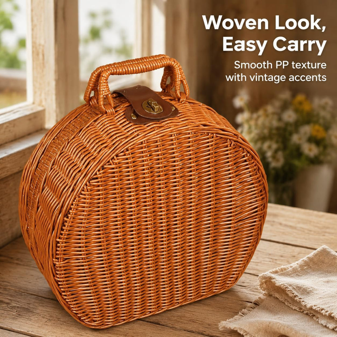 Picknickkorb,Picnic Basket,Picknick Korb,Picknickkorb 2 Personen,mit Griff,Geeignet für Picknick und