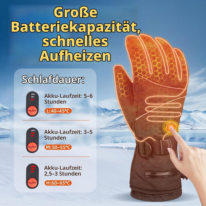beheizbare Handschuhe—— 5000 mAh Beheizbare Motorradhandschuhe fur kifahren,Wandern,Radfahren,Motorr