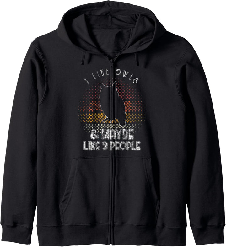 Retro Style I Like Owls Funny Owl Lover Kapuzenjacke