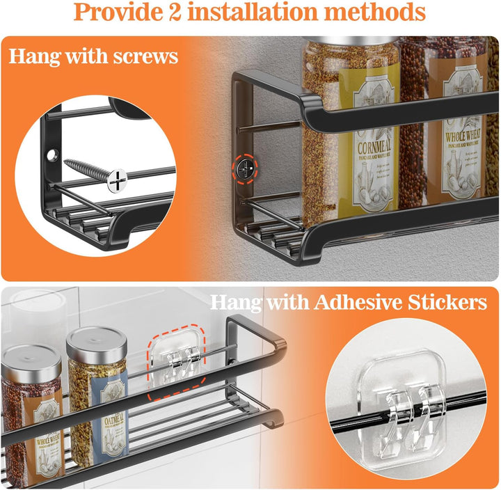 TRAYINDALY Gewürzregal Wand, 4er Metall Gewürz Organizer, Selbstklebend Spice Rack, Gewürzregal Ohne