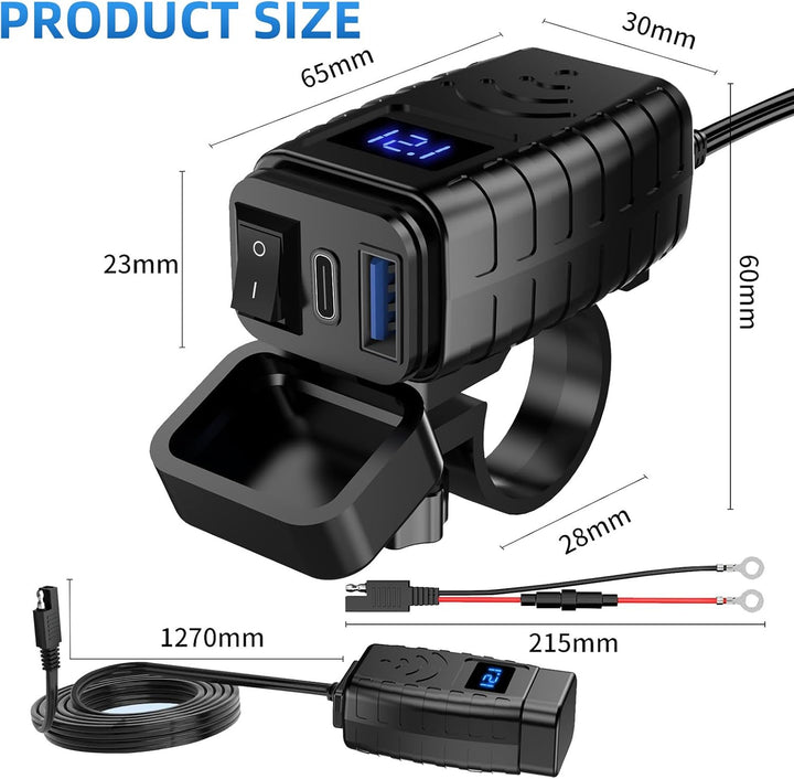 Lhdfyqt Dual-USB Motorrad Telefon Ladegerät, Motorrad USB Ladegerät, Schnelltrenner SAE zu USB Adapt