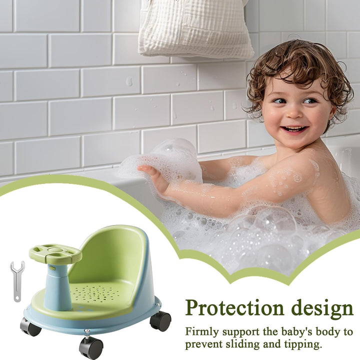 Baby Bade Sitz, Rutschfester Badewannensitz Für Babys, Mit Lenkrad Und Rädern, Baby Badesitz Ab 6 Mo