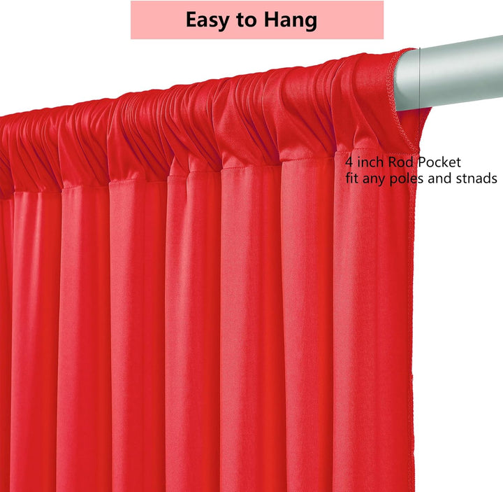HBBMAGIC 2 Stücke 1,5×3cm Rot Hintergrund Vorhänge für Hochzeit Party 100% Polyester Falten freie Ro