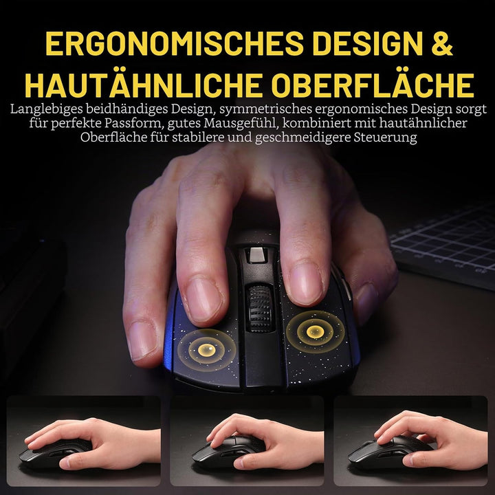 DAREU A950 Gaming Mouse mit RGB Magnetic Ladestation, 88 g Leichte, Programmierbare Tri-Mode Gamer M