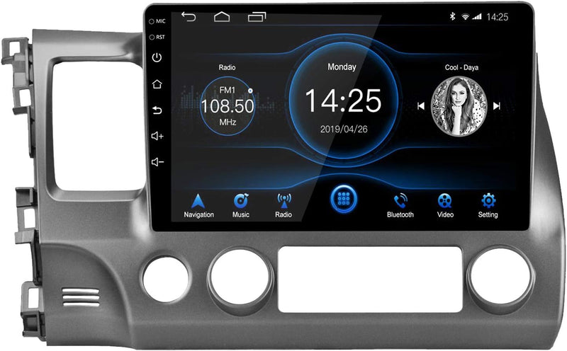 Ezonetronics 2DIN Android 10.1 Autoradio Stereo 10,1 Zoll für Honda Civic 2007-2011 Touchscreen Hoch