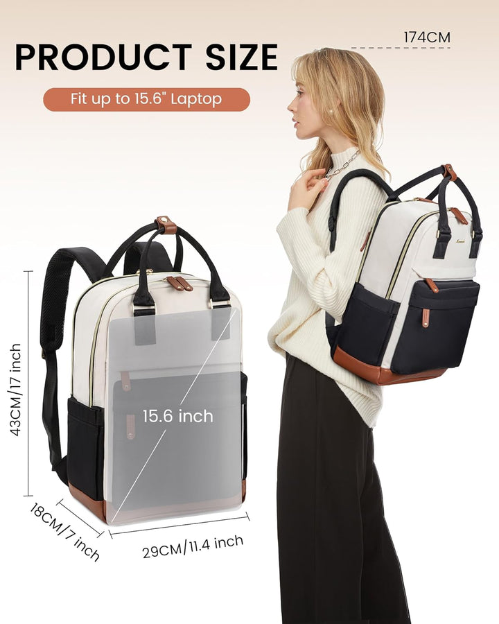 LOVEVOOK Rucksack Damen, 15,6 Zoll Laptop Schulrucksack Reiserucksack Wasserdicht Arbeitstasche Back