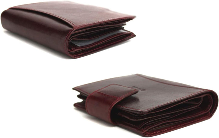 Giudi Geldbörse Damen Leder Mittel-Gross Echtleder Portemonnaie (Cognac) (Bordeaux), Bordeaux