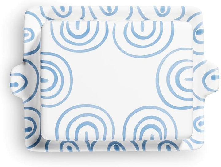 GMUNDNER KERAMIK Butterdose Grösse: l= 20.5 cm x b= 14.5 cm x h= 5.7 cm Blaugeflammt Geschirr, handg