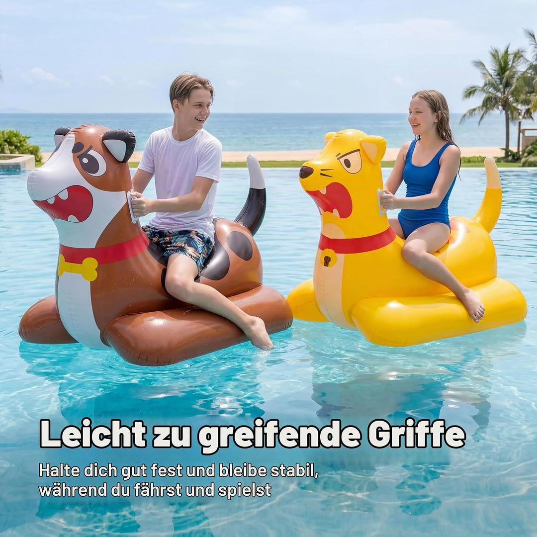 SLOOSH Aufblasbares Luftbett-Poolset für Wasserschlachten–Katze vs.Hund Schwimmplattform,2-in-1 aufb