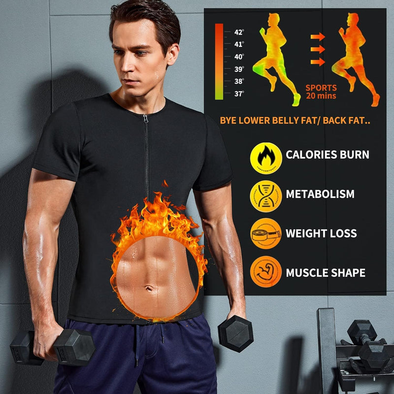 Bingrong Sauna Shirt Herren Abnehmen Schwitzanzug Sauna Weste Bauchweg Body Shaper Neopren Körperfor