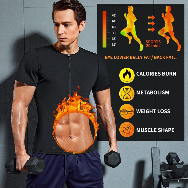 Bingrong Sauna Shirt Herren Abnehmen Schwitzanzug Sauna Weste Bauchweg Body Shaper Neopren Körperfor