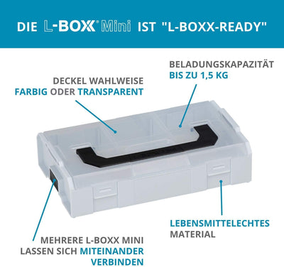 Bosch Sortimo L-BOXX mini Aufbewahrungsbox schwarz Deckel opak 3 Stück im Set |Mini-Werkzeugkoffer |