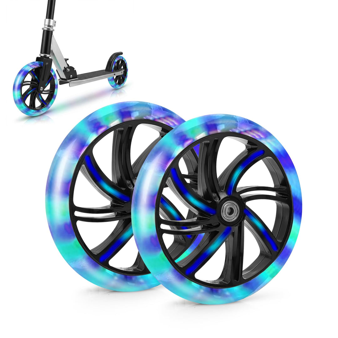 2 Stück 200mm Scooter Rollen, 200x40mm Leuchtende Stunt Scooter Rollen mit ABEC-9 Kugellager, Cityro