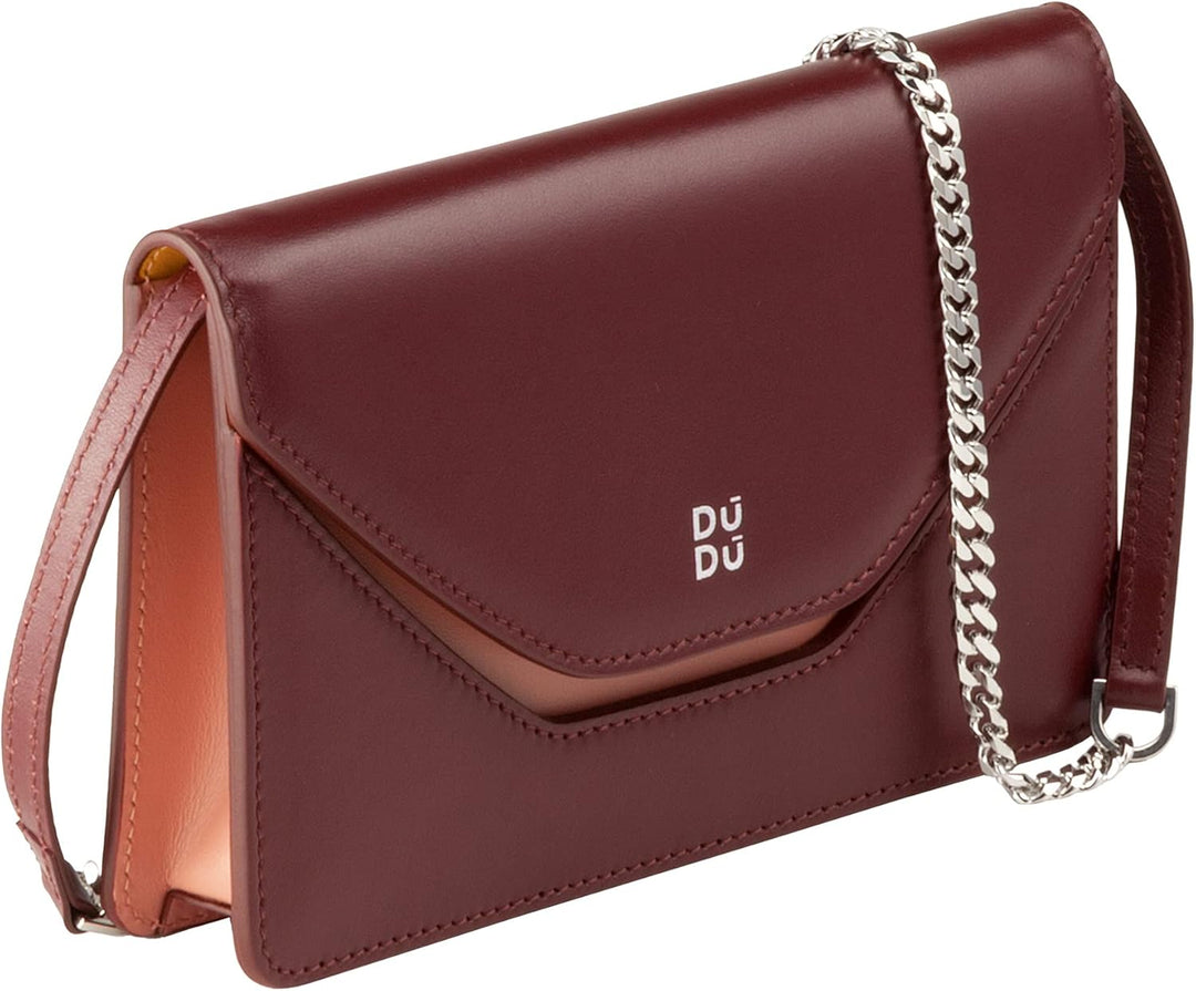 DUDU Kleine Damen-Umhängetasche Made in Italy aus echtem Leder, umwandelbar in Gürteltasche, Mini-Um