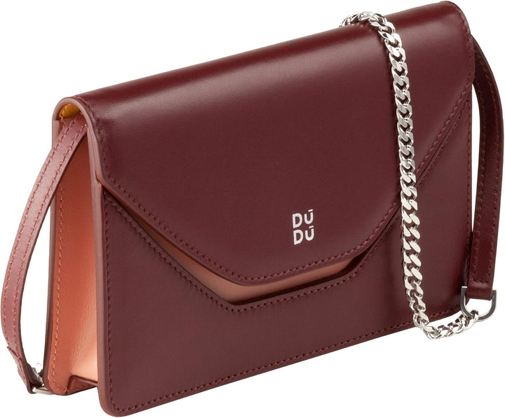 DUDU Kleine Damen-Umhängetasche Made in Italy aus echtem Leder, umwandelbar in Gürteltasche, Mini-Um