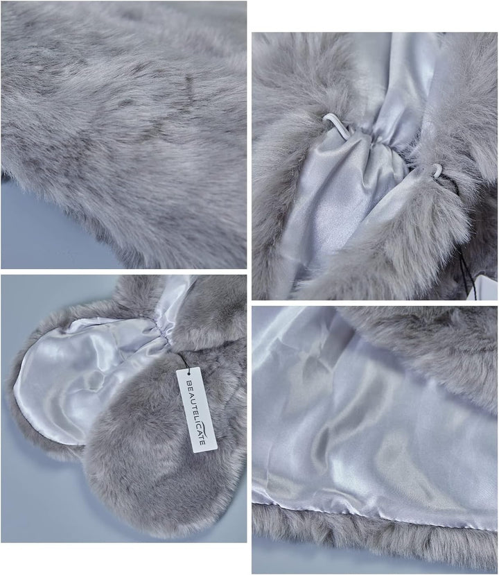 BEAUTELICATE Kunstpelz Schal Stola Damen für Frauen Festlich Bolero Hochzeit Braut Abendkleid Brauts