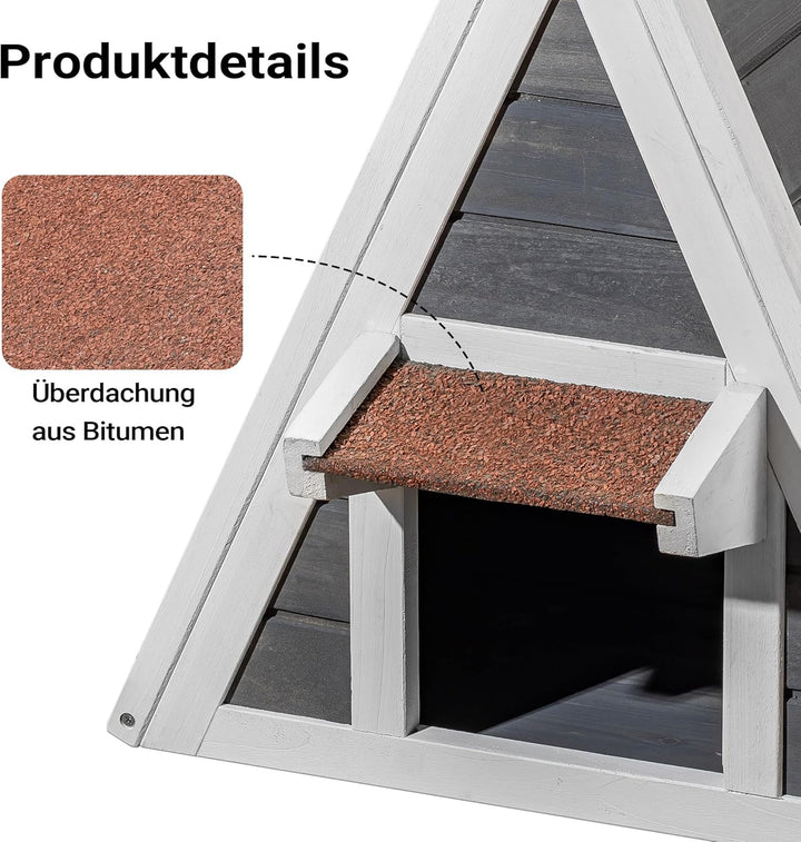 Wiltec Wetterfestes Katzenhaus 50 x 50 x 54 cm aus Holz, Katzenhütte Outdoor, Katzenhöhle mit Eingan