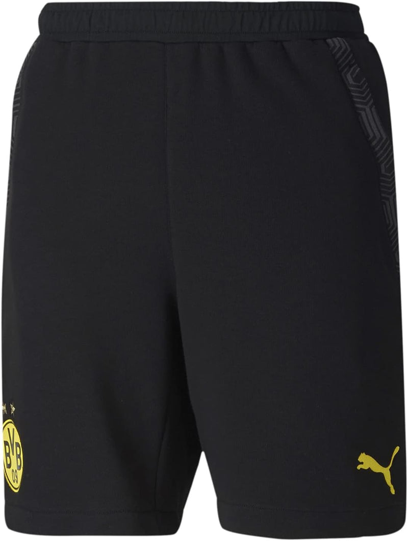 Puma BVB Borussia Dortmund Hose kurz Herren aus Baumwolle mit verschliessbaren Taschen S Schwarz, S