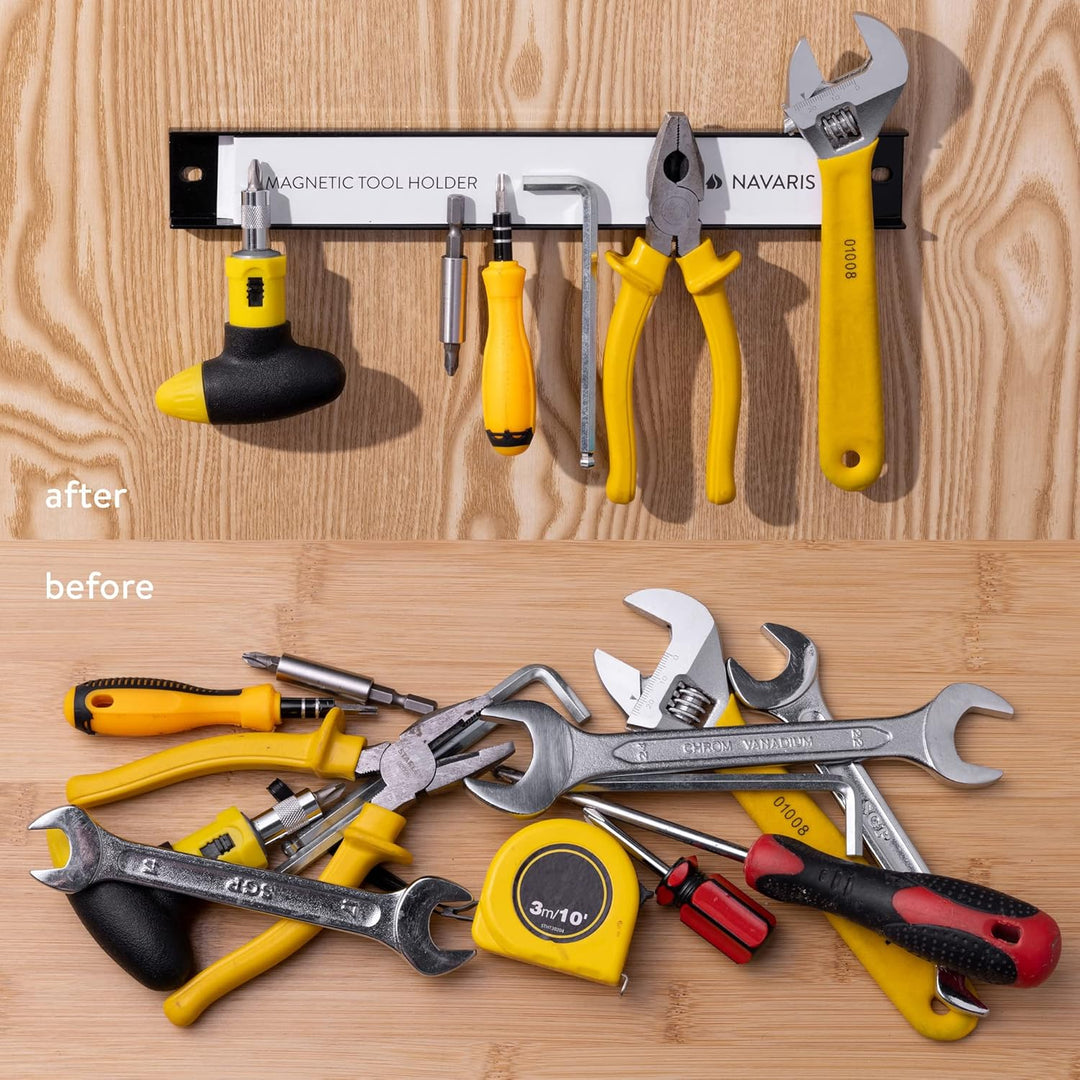 Navaris Magnetleiste Werkzeughalter Wand - Ca. 30 cm langer Magnethalter - Magnetleiste Werkzeug - M