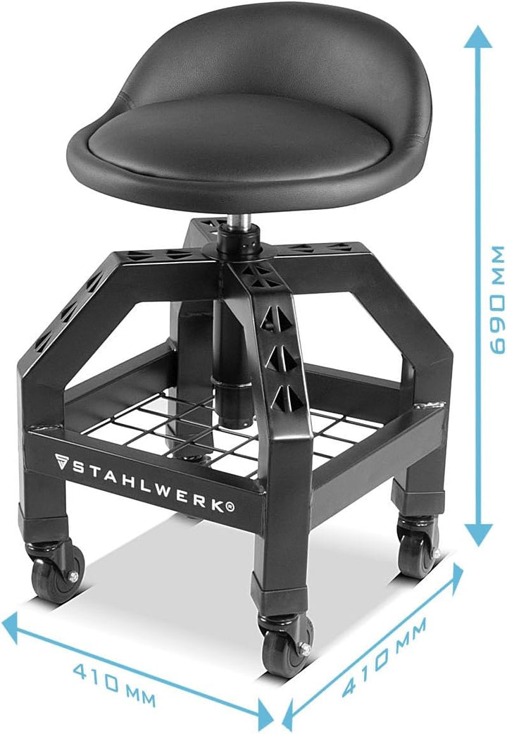 STAHLWERK Werkstatthocker VWH-300 ST 136 kg 59–76 cm Sitzhöhe | Höhenverstellbar, grosses Ablagefach