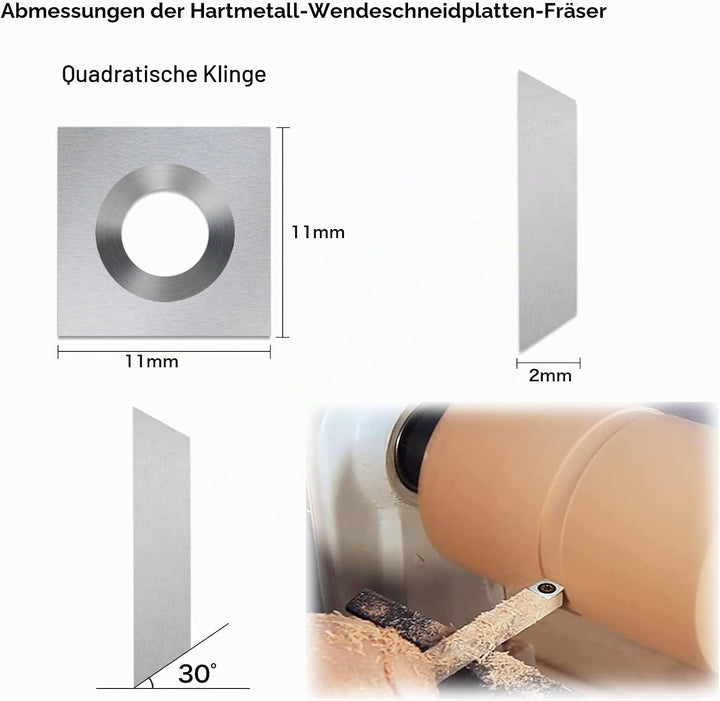 GothicBride Wendeschneidplatten Drehmeissel 12 Stück Hartmetall Drechselwerkzeuge für Holz Drehmasch