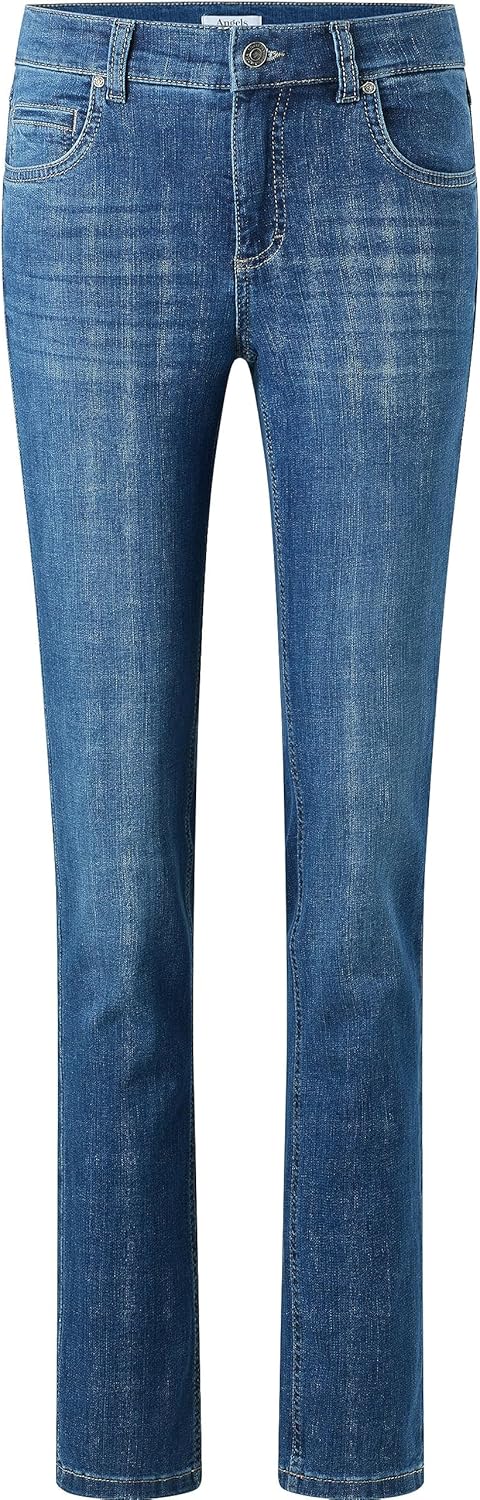 Angels 346 3400 3358 Cici Damen Jeans Baumwolle Polyester Elasthan Uni Knöpfe, Mittelblau.