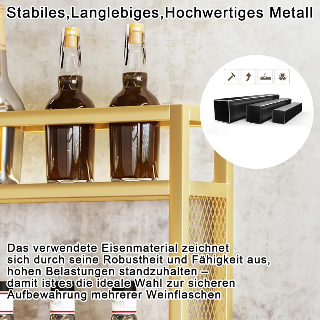Wandweinregal Metall Mit LED-Beleuchtung & Modulare Weinflaschenhalterung | Modernes Weinlager Für H