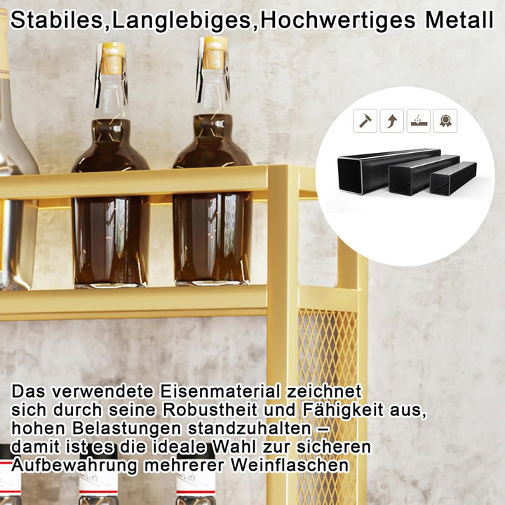 Wandweinregal Metall Mit LED-Beleuchtung & Modulare Weinflaschenhalterung | Modernes Weinlager Für H