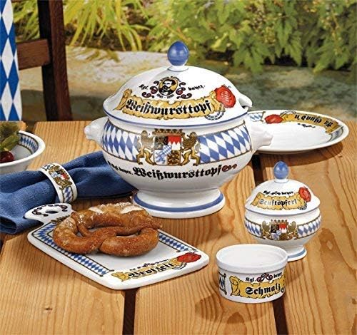 Seltmann Weiden 001.455693 Compact Bayern Löwenkopfterrine ohne Deckel 1,0 L, Porzellan, 1 Liter, Bl