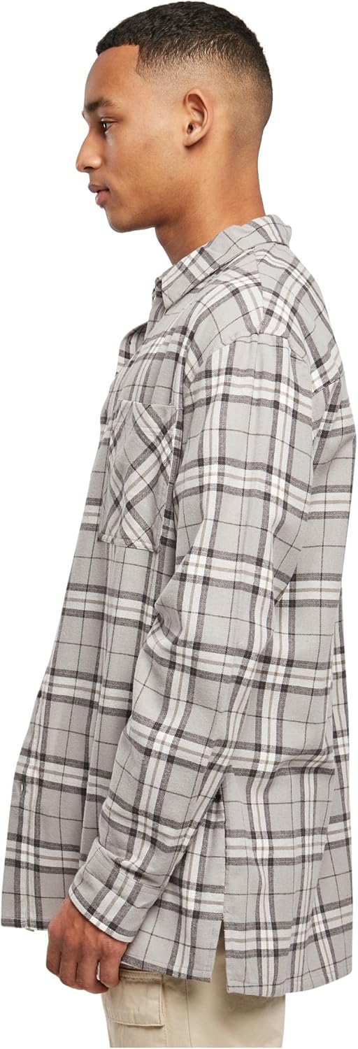Urban Classics Herren Long Oversized Grey Check Shirt 3XL Grey/Black, 3XL Grey/Black