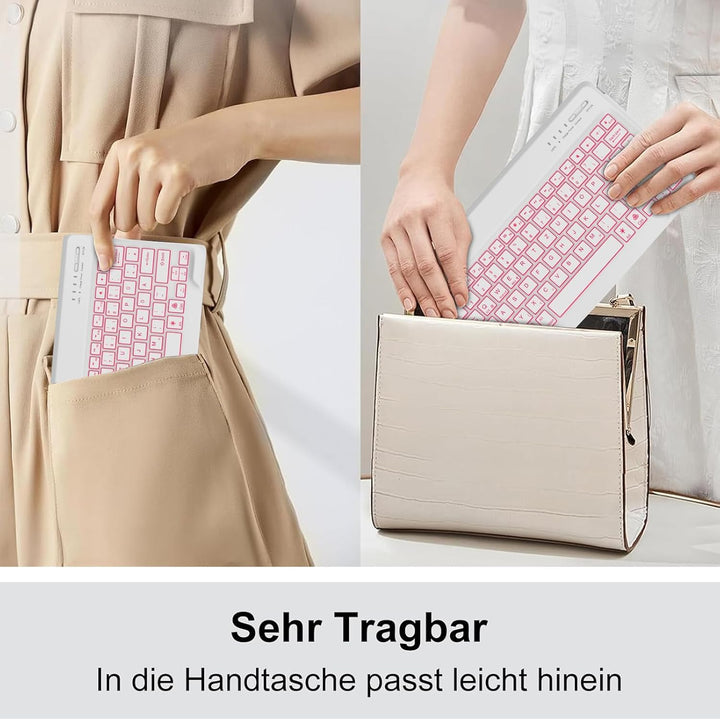 Für ab 12" grosse Tablets Tastaturhülle mit Beleuchtung QWERTZ | Kompatible Android, iPadOS, Windows