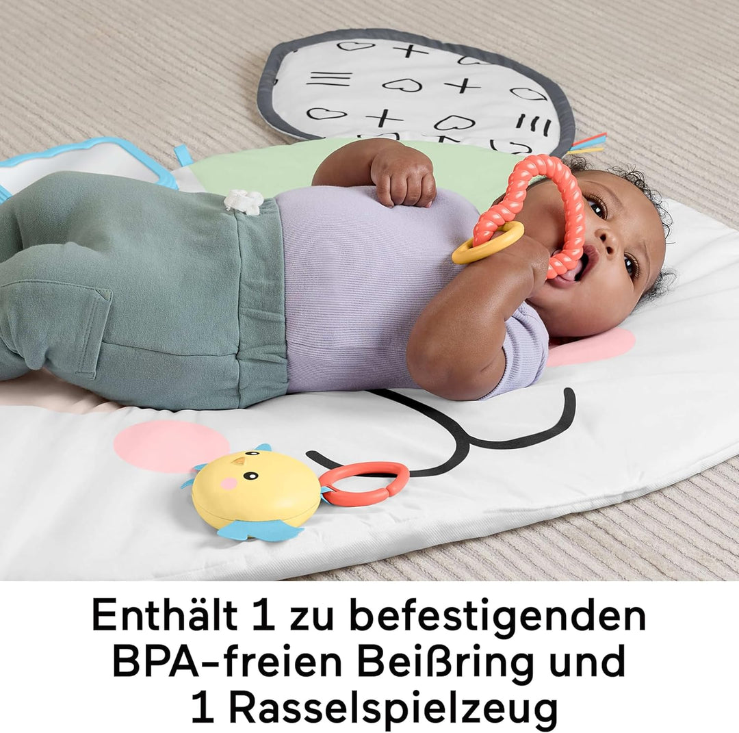 Fisher-Price Baby-Spielzeug Hündchen-Spielmatte, ca. 91 x 107 cm, sensorische Entwicklung für Neugeb