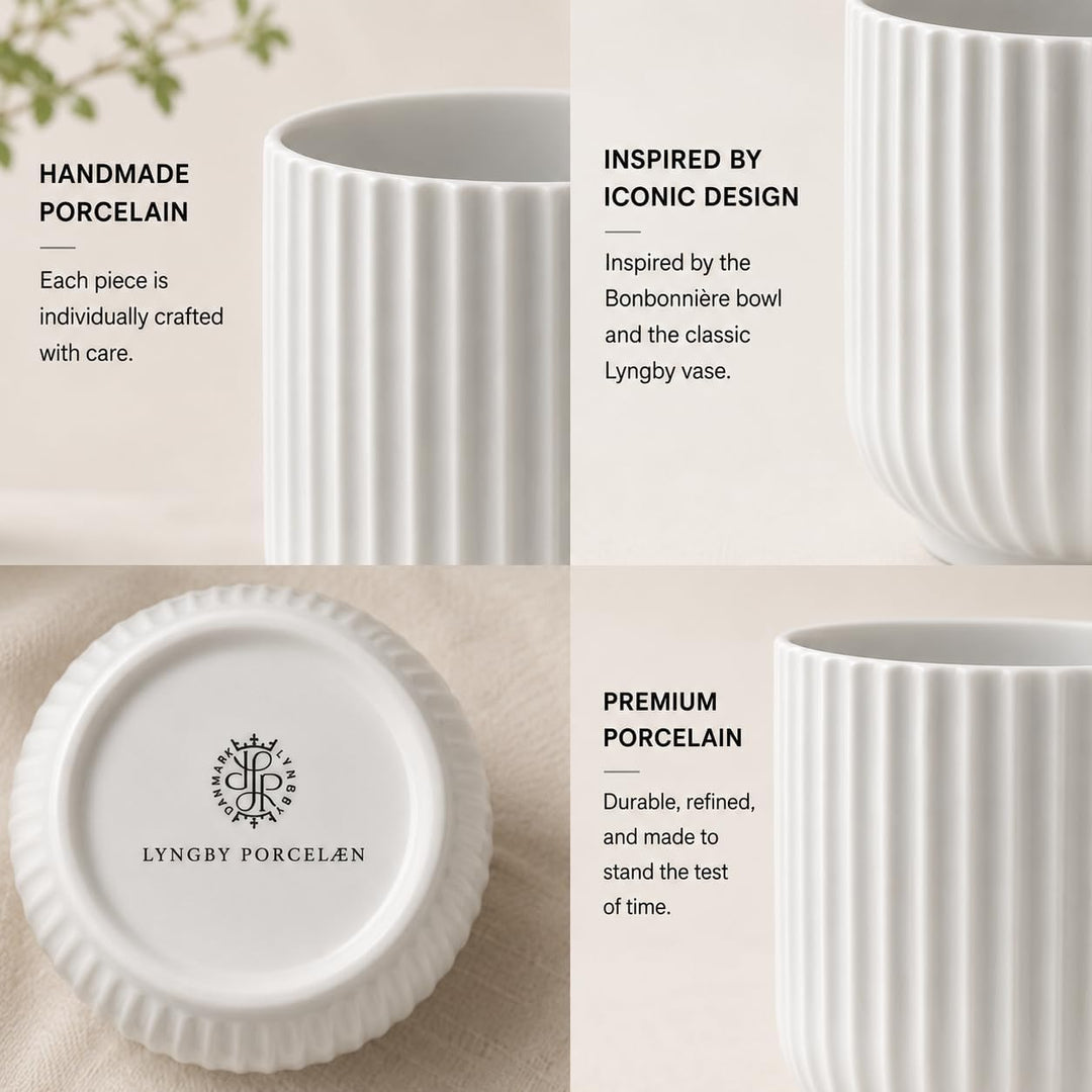 Lyngby Porcelæn Übertopf klein Lyngby im Bauhaus-Stil Zeitloses Design, Weiss 13.9x13.9x11.5 Bianco,
