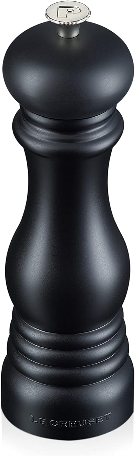 Le Creuset Pfeffermühle, ABS-Kunststoff, 6,2 x 6,2 x 20,8 cm, Keramik-Mahlwerk, Schwarz matt, 960019
