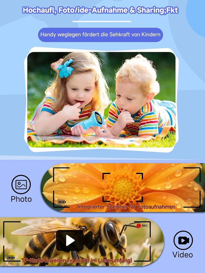 Mikroskop für Kinder, Digitales Taschenmikroskop mit 2,0" IPS-Bildschirm Lupe 200x Vergrösserung, 8