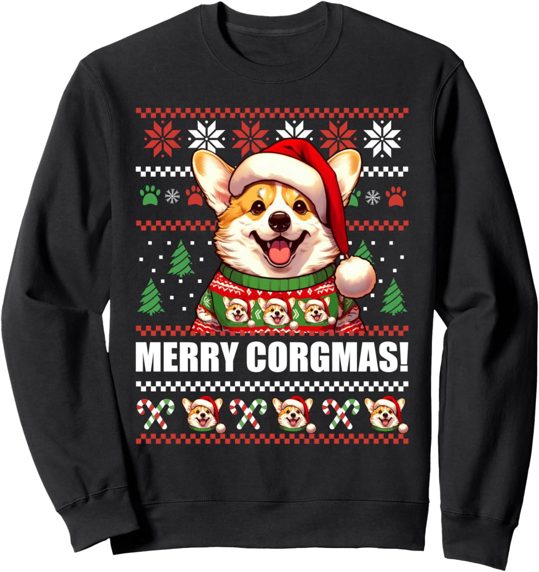 Merry Corgmas Lustiger Corgi Hund hässlicher Weihnachtspullover Meme Sweatshirt