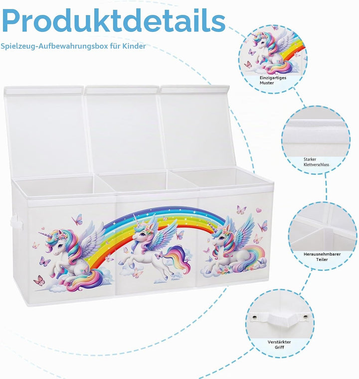 Extra Gross Aufbewahrungsbox mit Deckel Kinder, Zusammenklappbare Oxford-Spielzeugkiste mit Griff fü