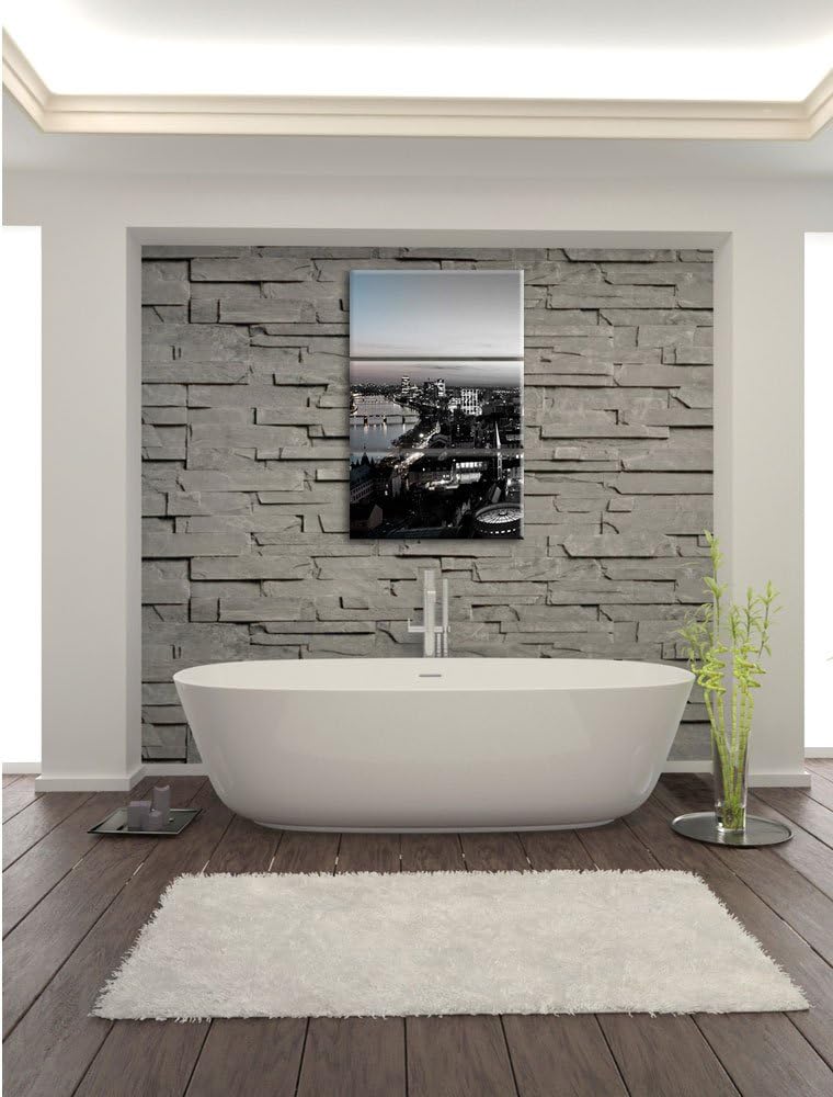 Pixxprint Frankfurter Skyline bei Sonnenuntergang schwarz/weiss 3-Teiler Leinwandbild 120x80 Bild au