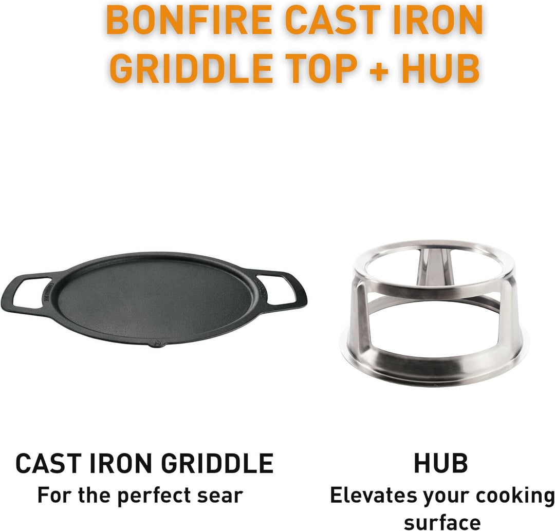Solo Stove Gusseisen-Plancha mit Aufsatz für Bonfire Feuerschale | Grillplatte mit Edelstahl-Aufsatz
