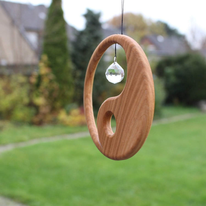 Fensterdeko Holz Yin Yang Fensterschmuck mit Kristall, Geschenkidee, Holzdeko, Sonnenfänger, Weihnac