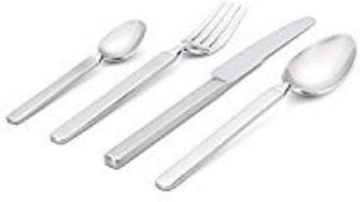 Alessi 4180S24 Dry Besteckset 24t teilig aus Edelstahl, Silber & 6 Stück Kuchengabel Dry Bundle mit